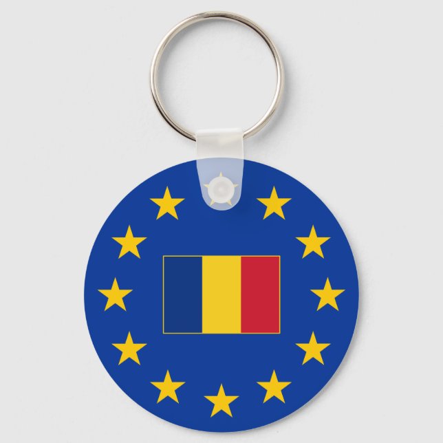 Chaveiro European Union Romania Basic Button Keychain (Frente)