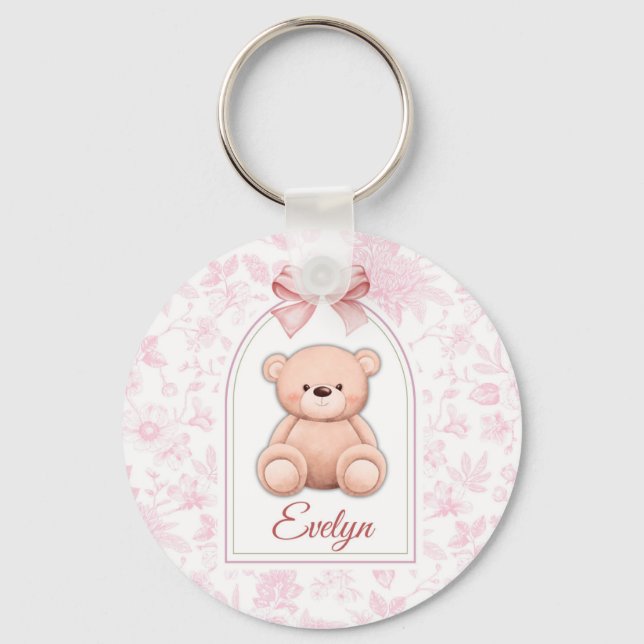 Chaveiro Evelyn | Design de Enfermeiro de Urso Rosa Persona (Frente)