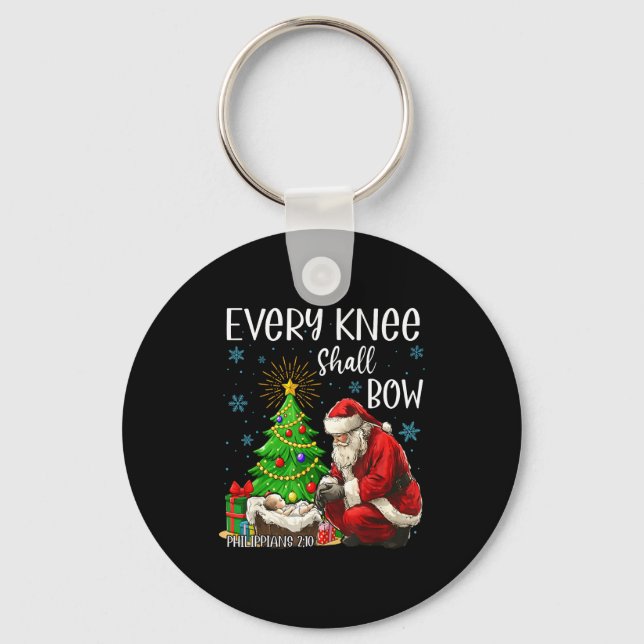 Chaveiro Every Knee Shall Bow Santa Christmas Nativity Scen (Frente)