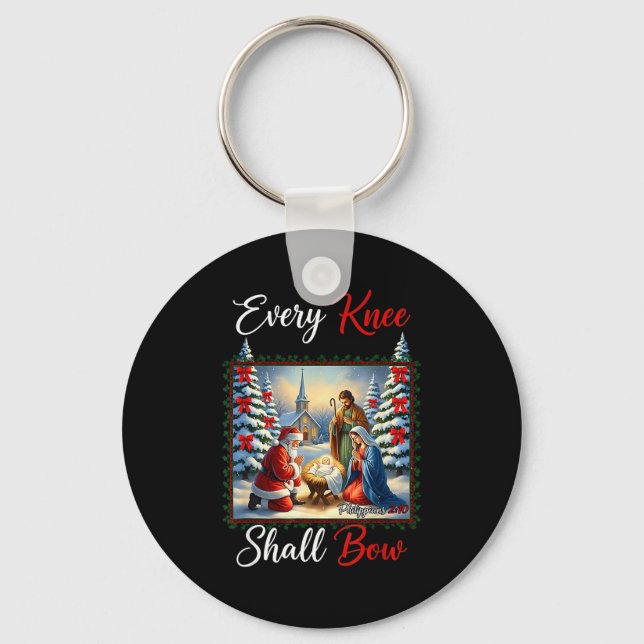 Chaveiro Every Knee Shall Bow Santa Christmas Nativity Scen (Frente)