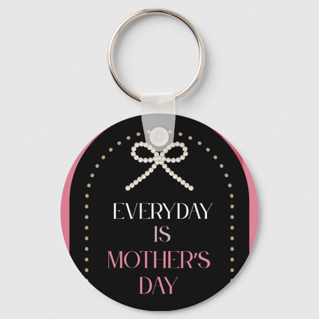Chaveiro Everyday is Mothers Day Elegance Pink Bow Keychain (Frente)