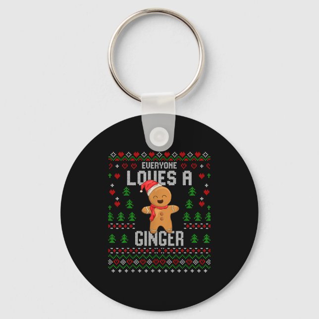 Chaveiro Everyone Loves A Ginger Red Hair Ugly Christmas Gi (Frente)
