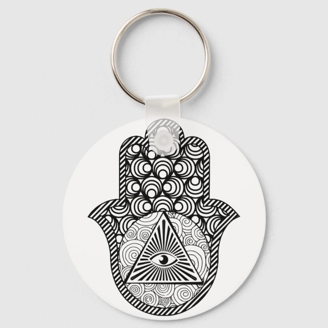 Chaveiro Evil Eye Protection Hamsa Button Keychain (Frente)