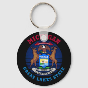 Chaveiro Excelente MICHIGAN LAKES STATE FLAG KEY