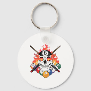 Chaveiro Excelente Piscina Billiards Player Skull Billiard 