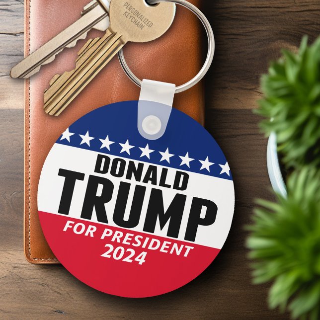 Chaveiro Excelente Trump 2024 Keep America - azul vermelho (Personalized Keychain - Trump 2024)