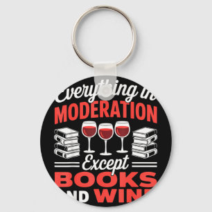 Chaveiro Exceto livros e vinho bebedor de vinho leitor de l