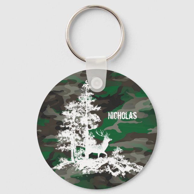 Chaveiro Exército Militar de Camuflagem Nome Personalizado  (Frente)