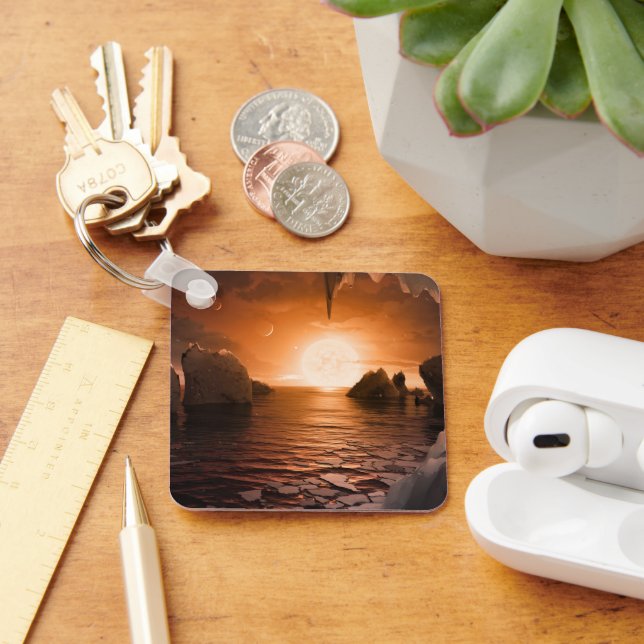 Chaveiro Exoplanetário Trapist-1f Do Lado Noturno Icy. (Mesa)