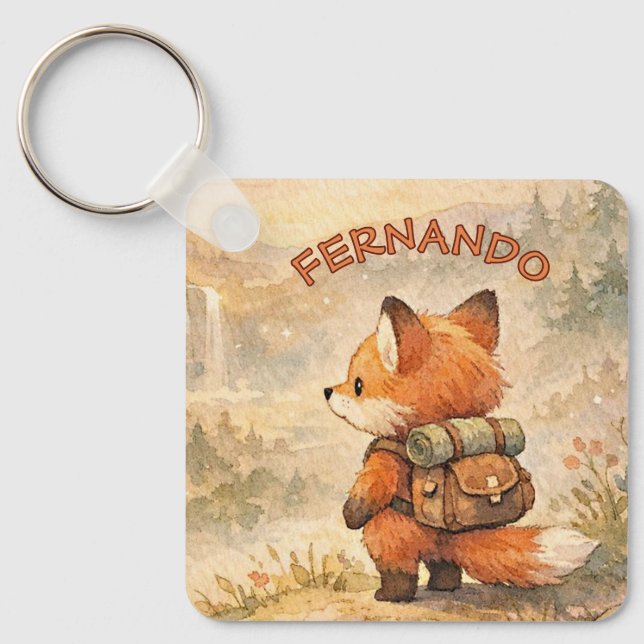 Chaveiro Explorador de Raposa da Floresta Adorável Escola d (Frente)