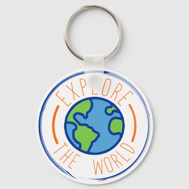 Chaveiro Explore o adesivo de viagem mundial (Frente)