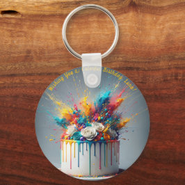 Chaveiro Explosão de alegria - Bolo de aniversário feliz