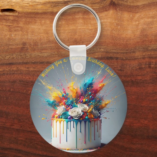 Chaveiro Explosão de alegria - Bolo de aniversário feliz (Frente)