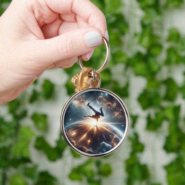 Chaveiro Explosão Galáctica de Breakdance em Espaços Profun (Mão)