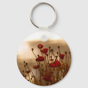 Chaveiro EXULTE o design floral vermelho das papoilas