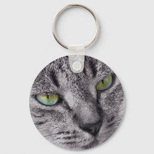 Chaveiro eyed verde do gato de gato malhado