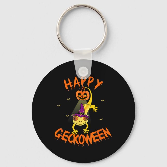 Chaveiro Eyelash Gecko Pumpkin, Deitada Deitada em Cuta do  (Frente)