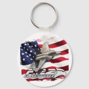 Chaveiro F-22 Raptor e bandeira americana