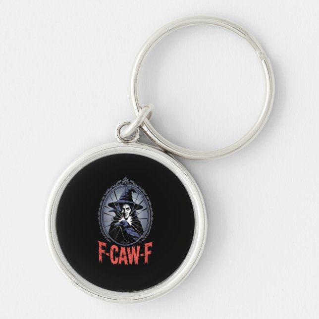 Chaveiro F-Caw-F Corvo Engraçado Lua Ave Gótica Halloween C (Frente)