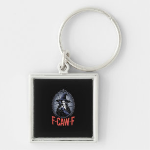 Chaveiro F-Caw-F Corvo Engraçado Lua Gótica Pássaro Hallowe