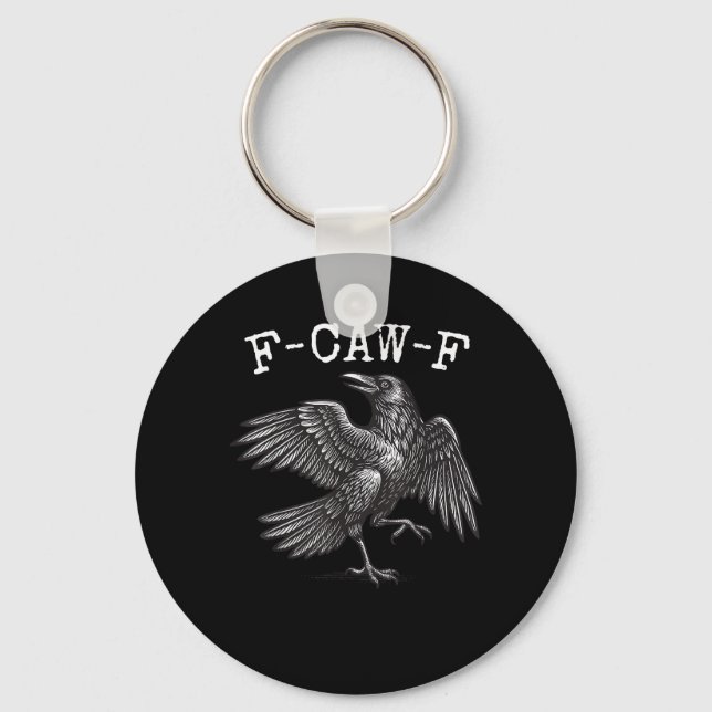 Chaveiro F-Caw-F Corvo Trocadilho Pássaro Engraçado Grunge (Frente)