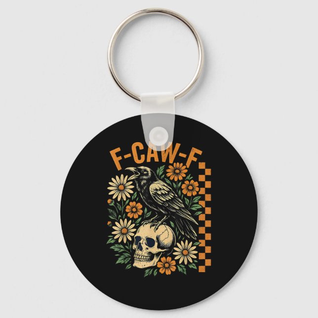 Chaveiro F-Caw-F Corvo Trocadilho Pássaro Engraçado Grunge  (Frente)