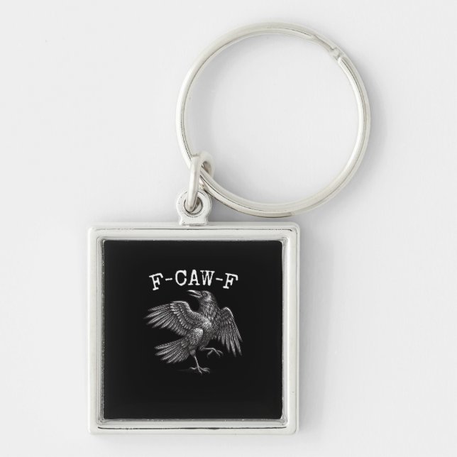 Chaveiro F-Caw-F Crow Pun Funny Bird Cawing Grunge (Frente)