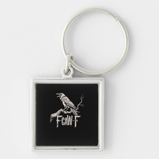 Chaveiro F-Caw-F Crow Pun Funny Bird Cawing Grunge Back (Frente)