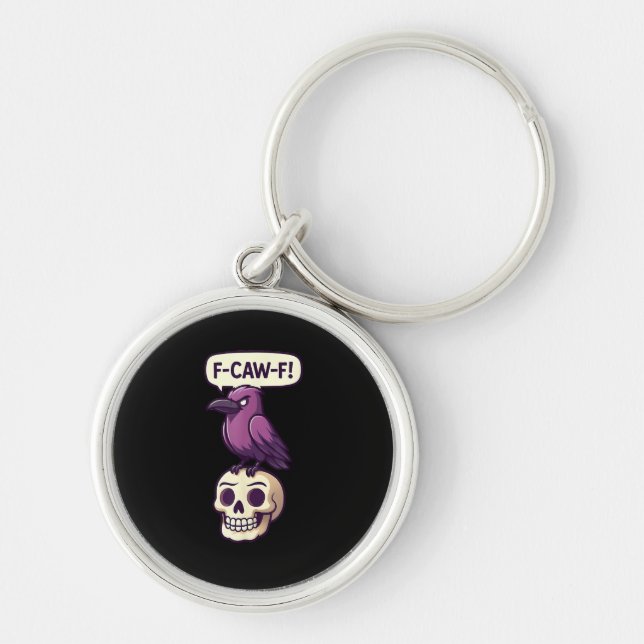 Chaveiro F-Caw-F Crow Skull Halloween Humor Graphic Design (Frente)