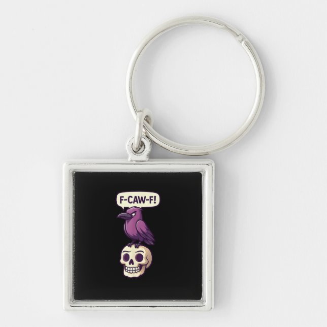 Chaveiro F-Caw-F Crow Skull Halloween Humor Graphic Design (Frente)