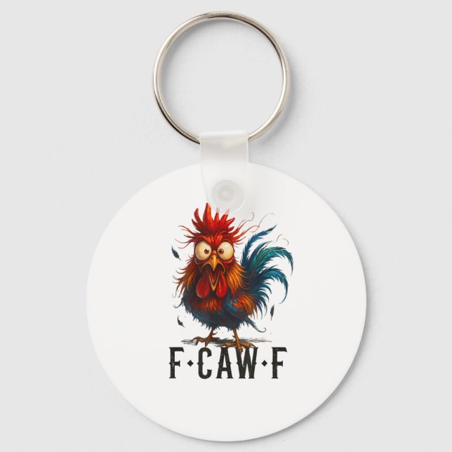 Chaveiro F-Caw-F Frango Galo Meme Divertido (Frente)