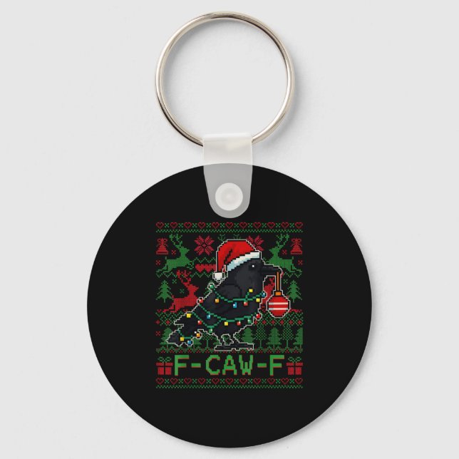 Chaveiro F-caw-f Funny Black Bird Humor Christmas Ugly Swea (Frente)