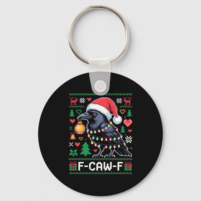 Chaveiro F-caw-f Funny Black Bird Humor Christmas Ugly Swea (Frente)