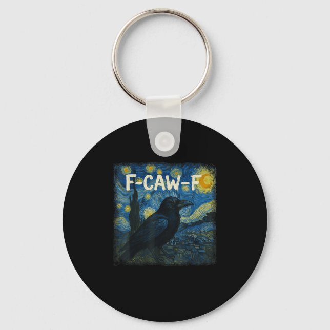 Chaveiro F-caw-f Funny Black Crow Starry Night Van Gogh Art (Frente)
