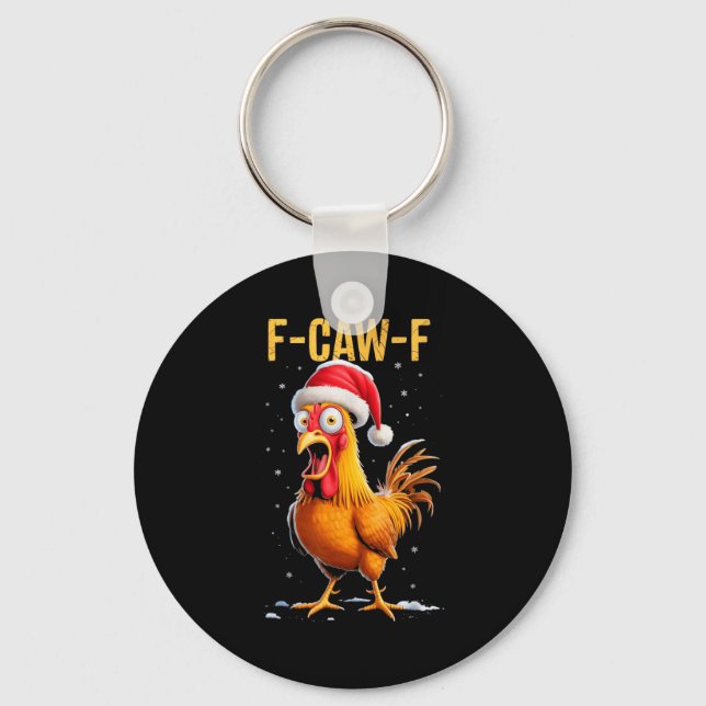 Chaveiro F-caw-f Funny Chicken Humor Meme Christmas Men Wom (Frente)