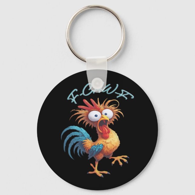 Chaveiro F Caw F Funny Chicken Humor Retro Style (Frente)