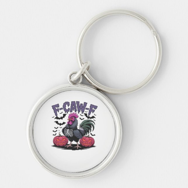 Chaveiro F-Caw-F Galinha Engraçada Gráfico Retro Clássico (Frente)