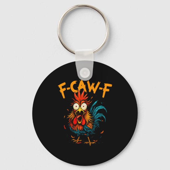 Chaveiro F Caw F Galo Pássaro Engraçado Fcawf Frango Café  (Frente)