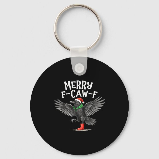 Chaveiro F-caw-f Merry Christmas Funny Crow Raven  (Frente)