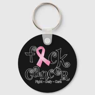 Chaveiro F*CK Cancer da mama (Fita Rosa)