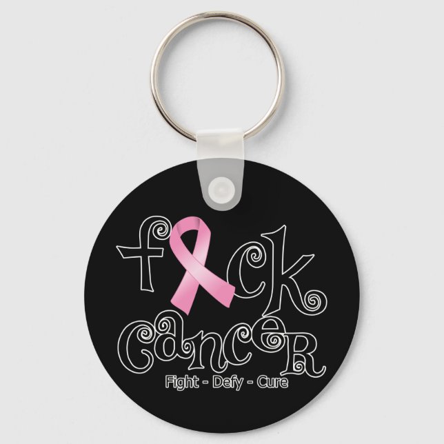 Chaveiro F*CK Cancer da mama (Fita Rosa) (Frente)