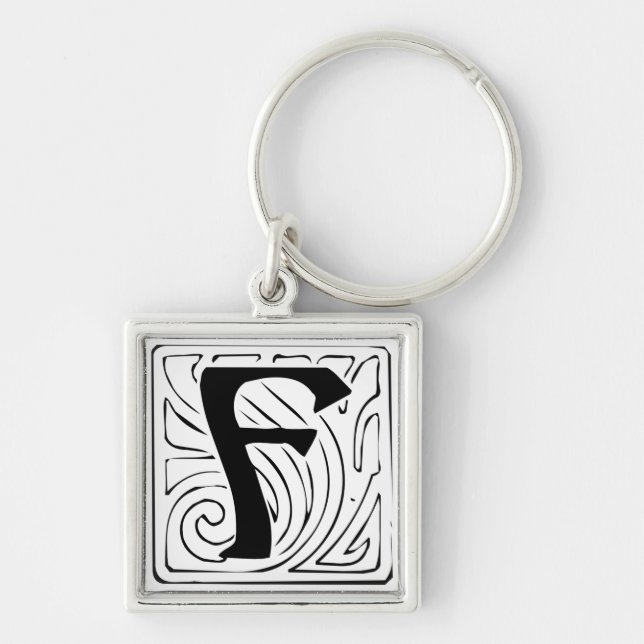 Chaveiro F Monogramm schwarz weiß Schlüsselanhänger (Frente)