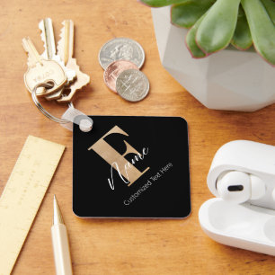Chaveiro F & Name Inicial Monograma Moderno Personalizado