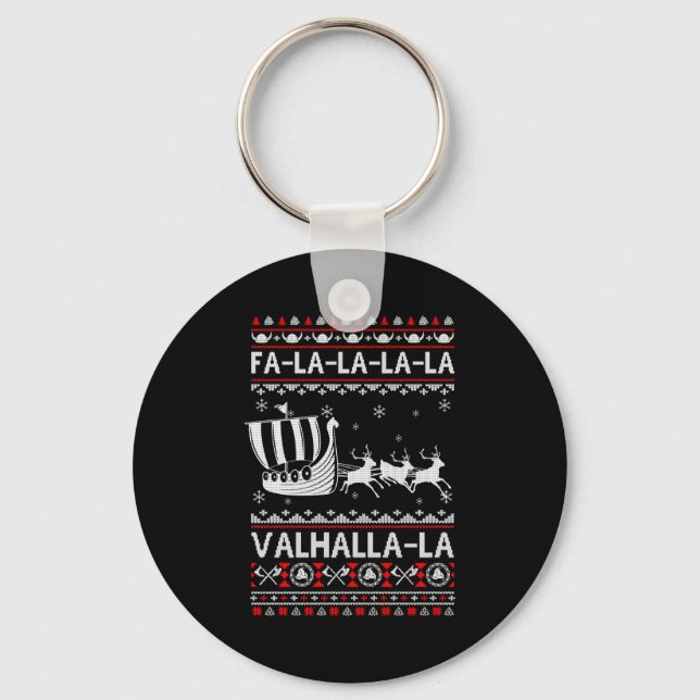 Chaveiro Fa La La Valhalla Viking Ship Christmas Xmas Ugly  (Frente)