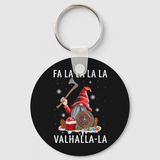 Chaveiro Fa La Valhalla Xmas Gnome Beard Viking Arma C (Frente)