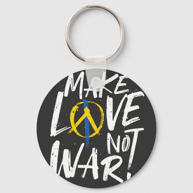 Chaveiro Faça amor não guerra apoiar a Ucrânia (Frente)
