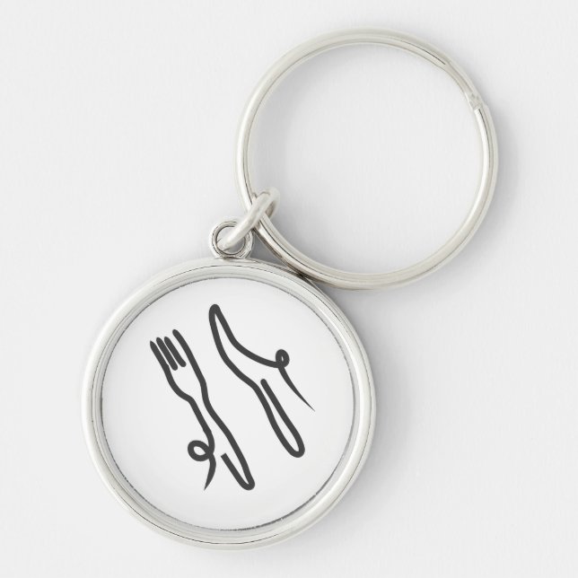Chaveiro faca de comida e cinzas modernas de garfo e branco (Frente)