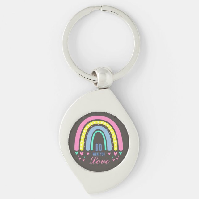 CHAVEIRO "FAÇA O QUE VOCÊ ADORA" CITA RETRO BOHO RAINBOW ME (Frente)