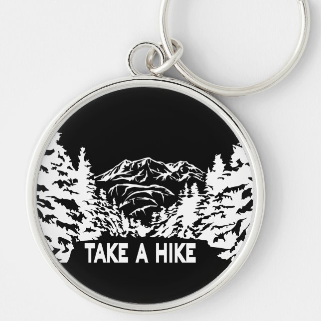 Chaveiro Faça uma citação de Hike, paisagem monocromática d (Frente)