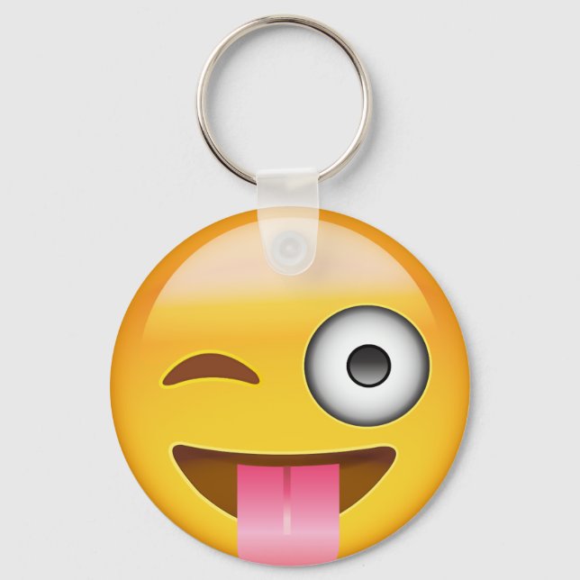Chaveiro Face With Stuck Out Tongue And Winking Eye Emoji (Frente)
